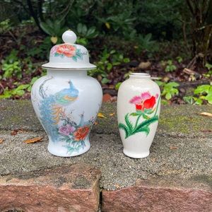 Vintage Oriental Jar and Homco Vase